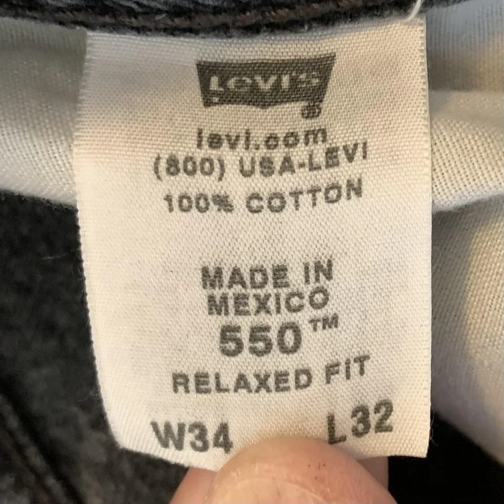 Levis 550 Jeans Mens 34x32‎ Gray Stone Wash Relaxed Fit Tapered Leg Denim Pants